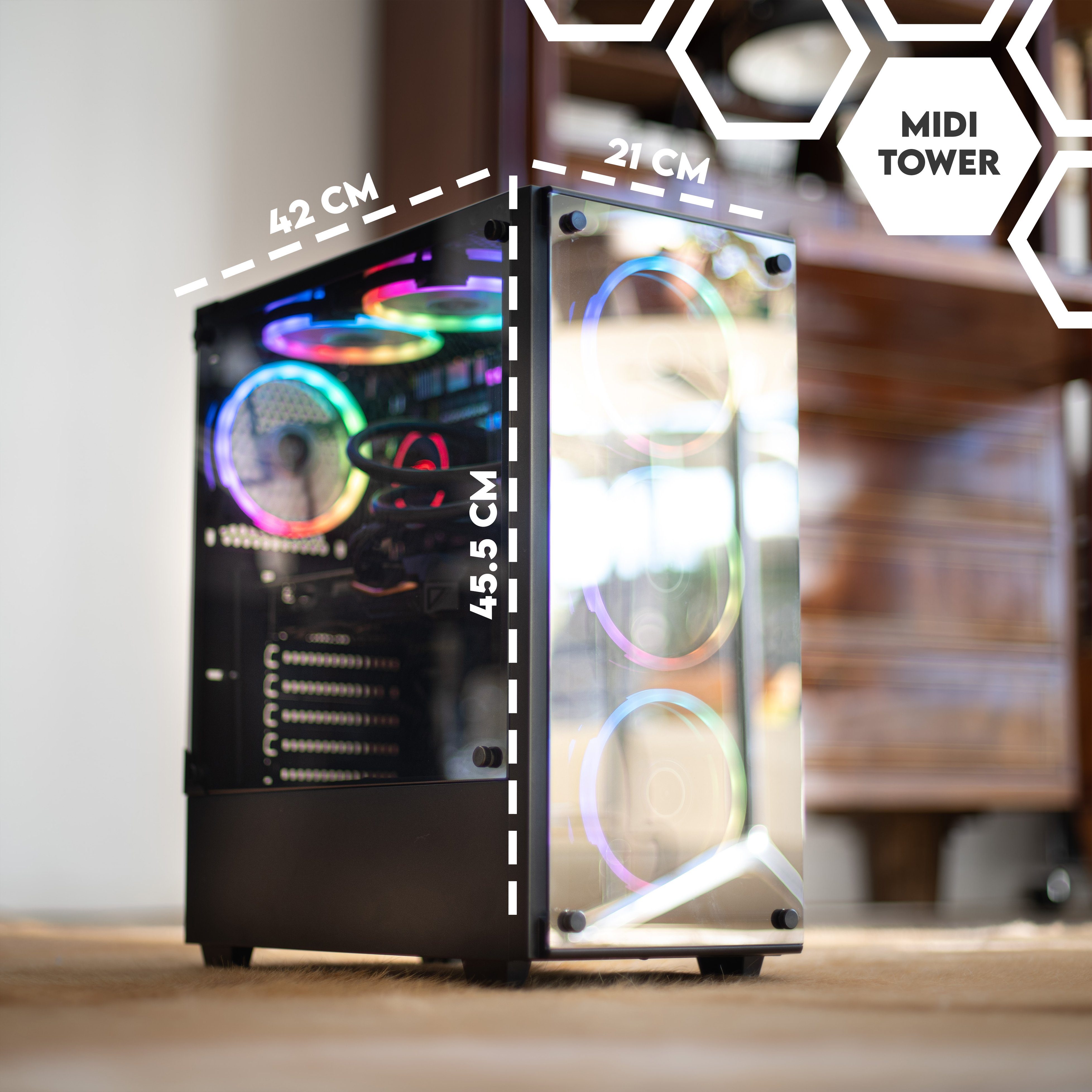 Inter-Tech Gaming PC NVIDIA RTX i7 4.2GHz Wasserkühlung RGB 32GB RAM 6TB HDD Gaming-PC (Intel Core i7 Intel Core i7 920, Wählbar aus: NVIDIA GTX 1060/ 1070/ RTX 2070/ RTX 4060, 0. 32GB RAM, 500GB SSD, Ohne HDD GB RAM, Wasserkühlung, Wasserkühlung, RG
