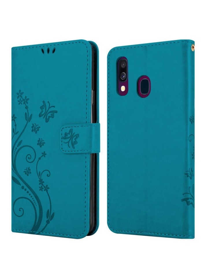 cadorabo Hülle für Samsung Galaxy A40 Blumen Design in FLORAL BLAU günstig kaufen onesize