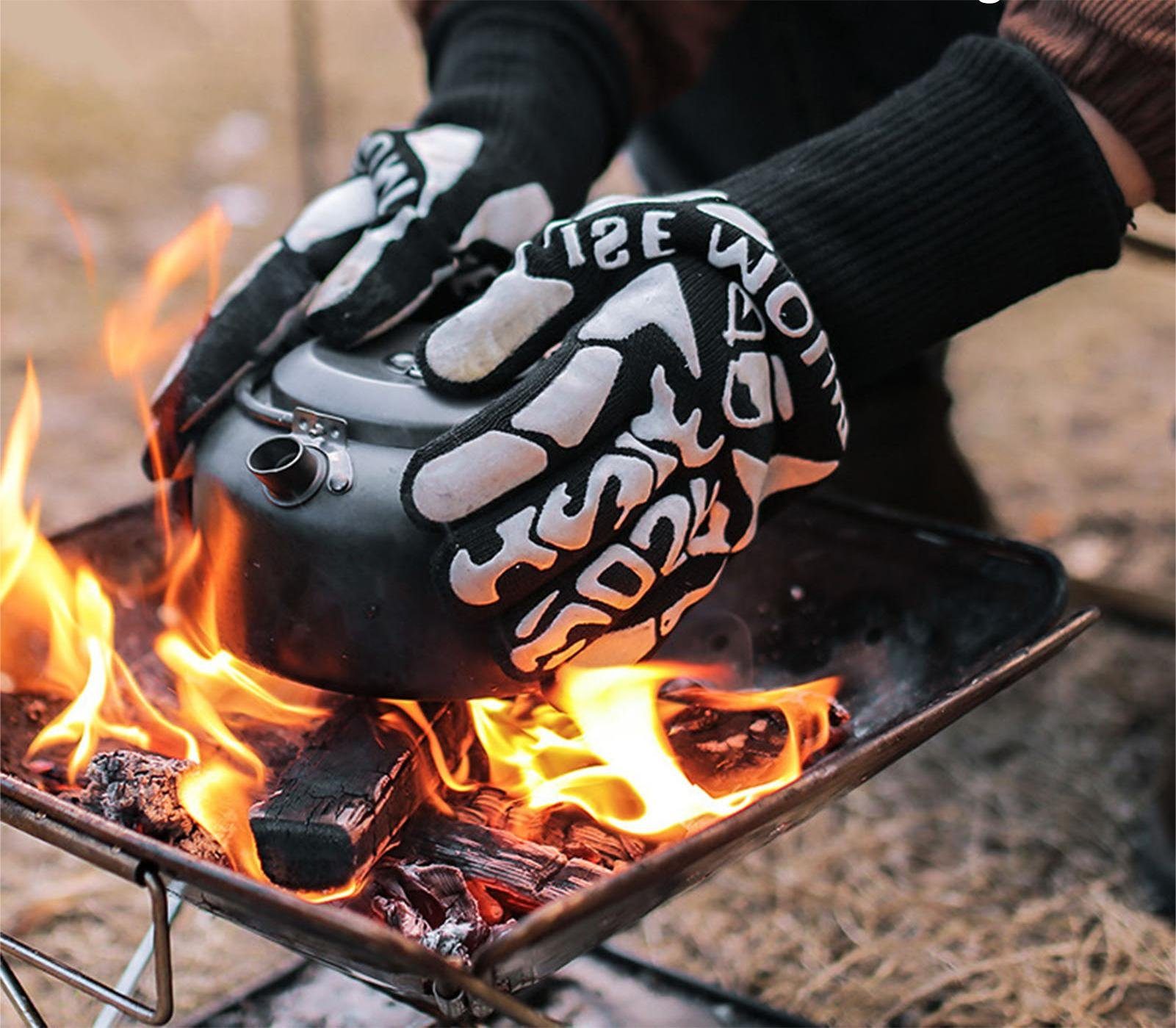 Rutaqian Topflappen Grillhandschuhe Hitzebeständig bis 800°C,Silikon feuerfeste Handschuhe, (Ofenhandschuhe BBQ Handschuhe Kochhandschuhe Backhandschuhe, Grill Handschuhe Mit Verdickte Rutschfester), Geeignet für Grillen und Backofen