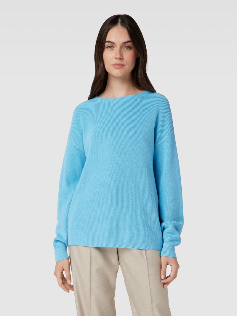 Strickpullover mit Rundhalsausschnitt in aqua blau