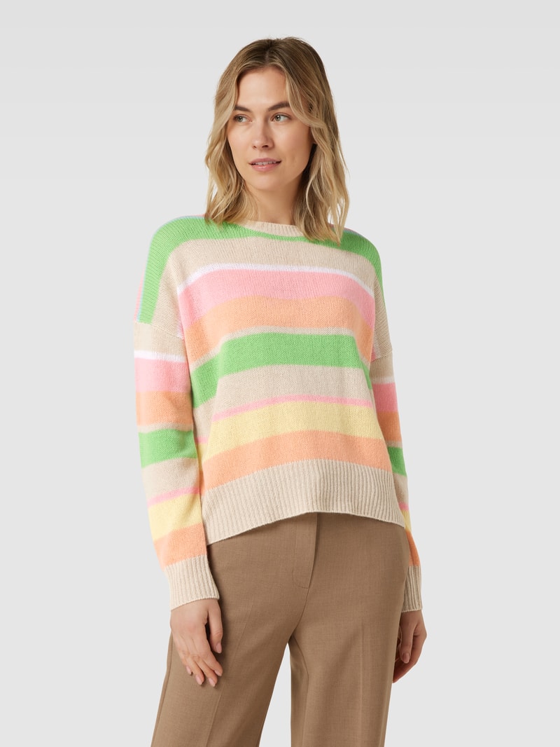 Strickpullover mit Streifenmuster in hellgrün