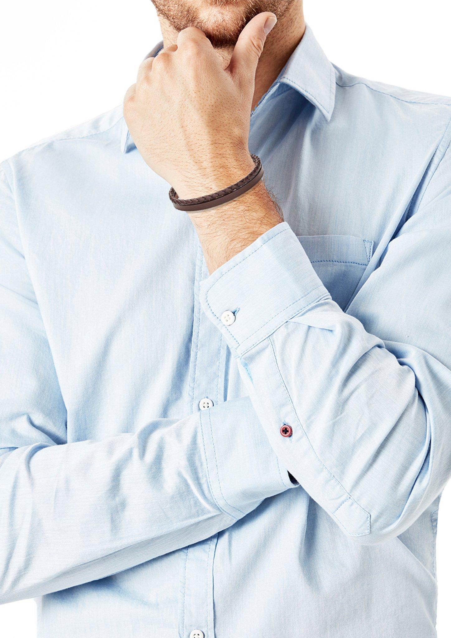Armband aus Leder und Edelstahl  272.908.6412.4286-85B0