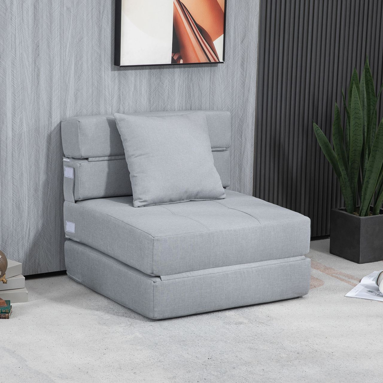 HOMCOM Schlafsessel Schlafsofa Sofabett Einzelsofa mit Waschbarem Kissen Grau