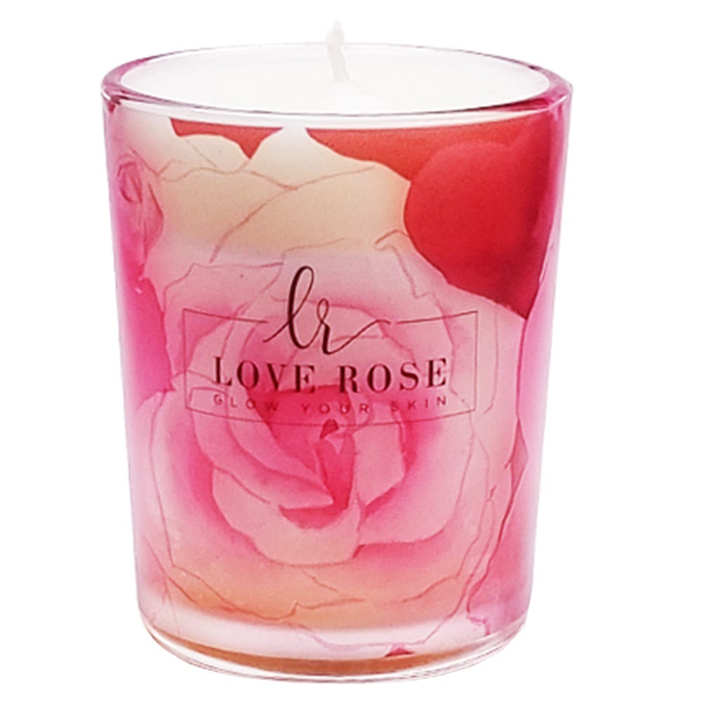 Love Rose Duftkerze mit Herzen klein