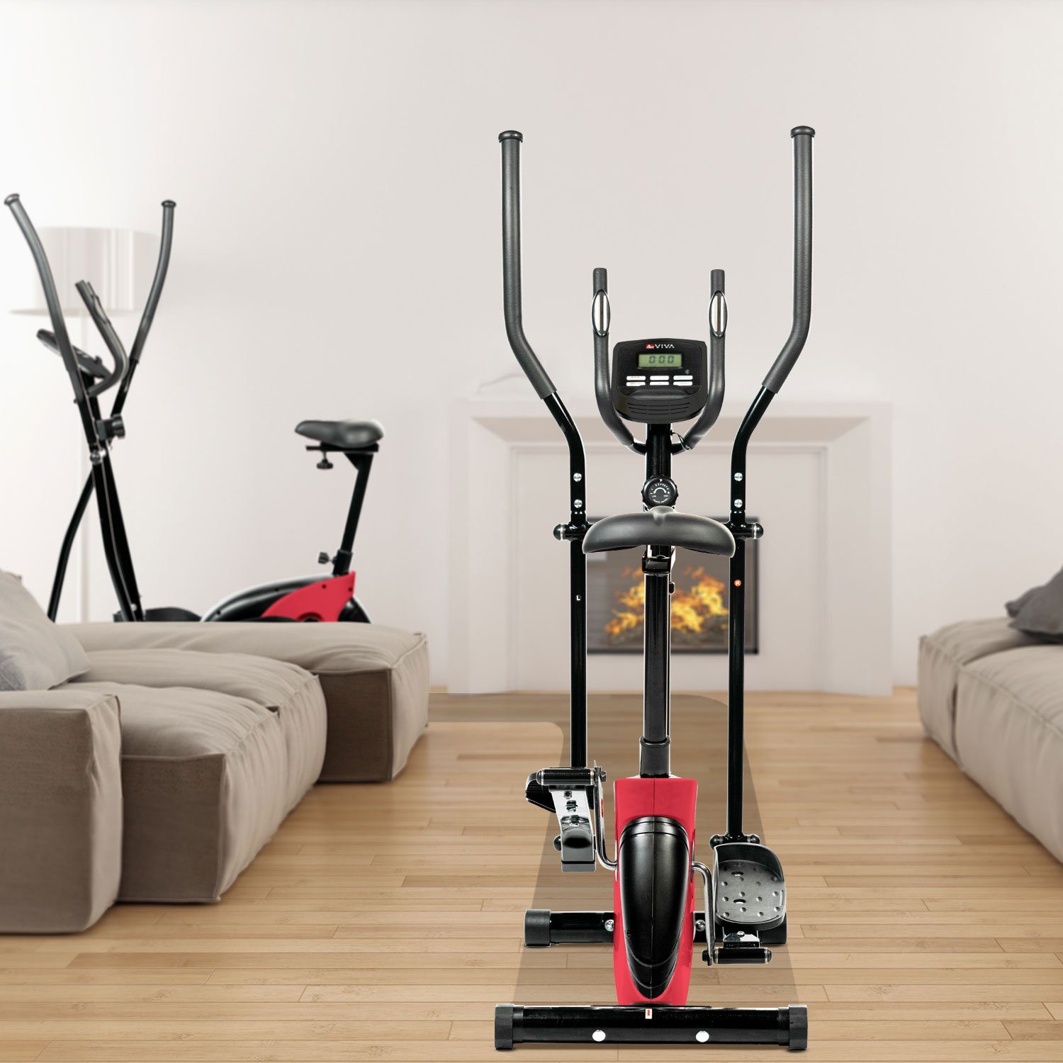 AsVIVA Crosstrainer & Heimtrainer AsVIVA C16 Bluetooth rot 2 in 1 Cardio