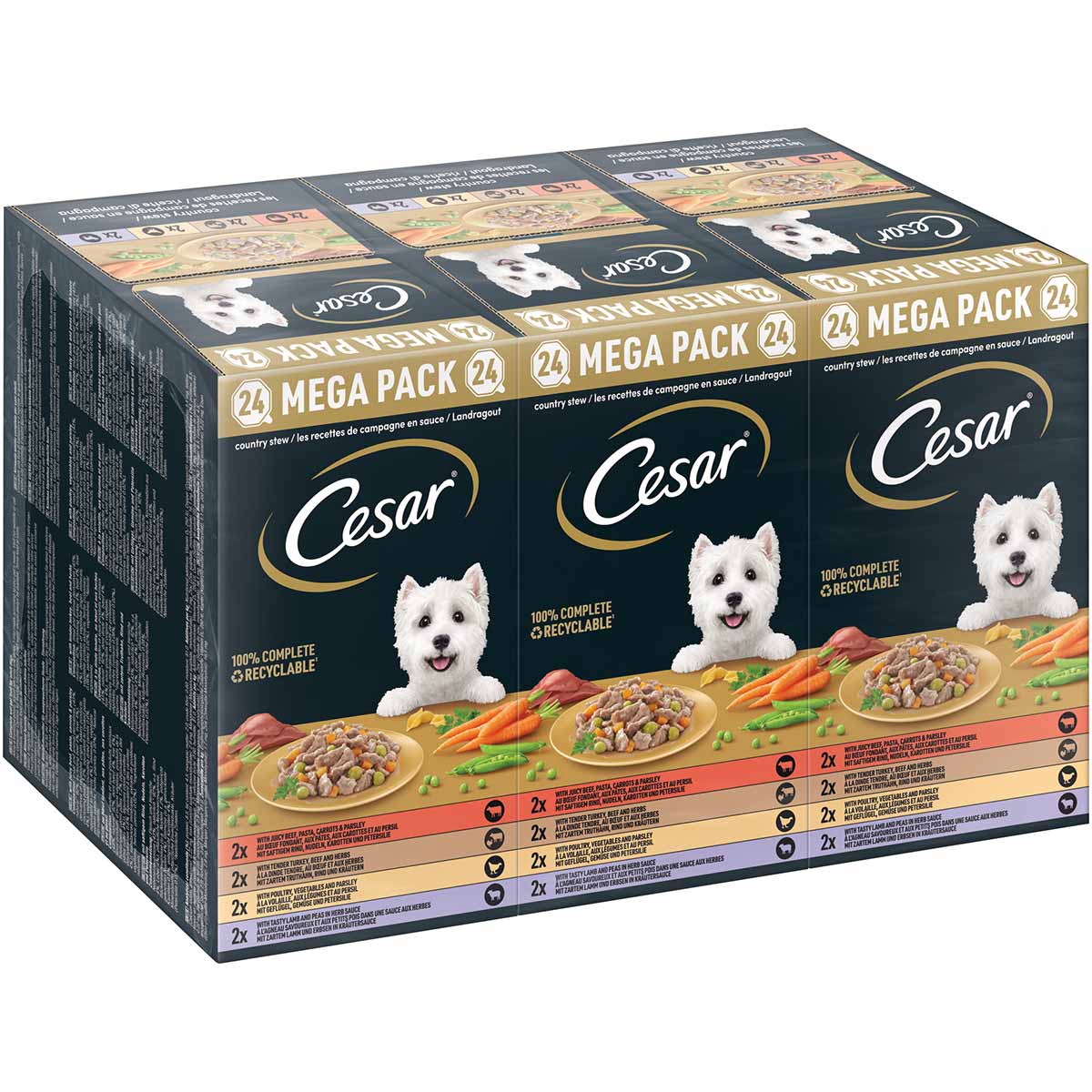 Cesar Landragout 4 Varietäten Schale 24x150g kaufen bei ZooRoyal