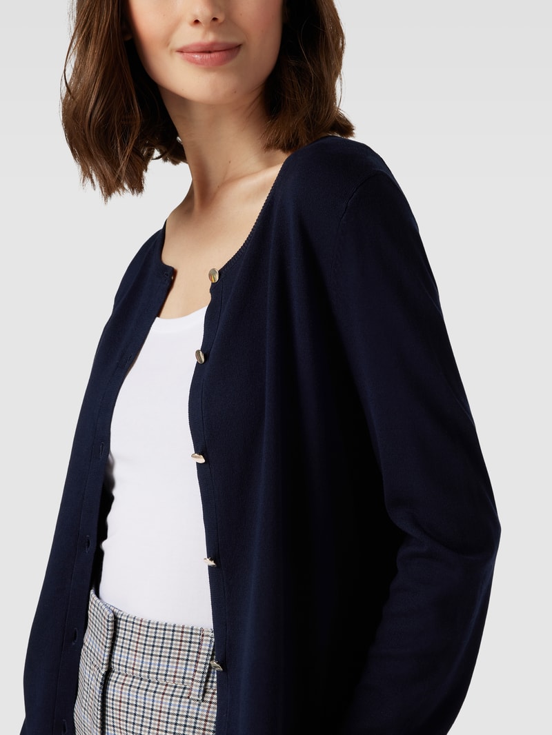 Strickjacke aus Viskose-Mix mit durchgehender Knopfleiste in dunkelblau