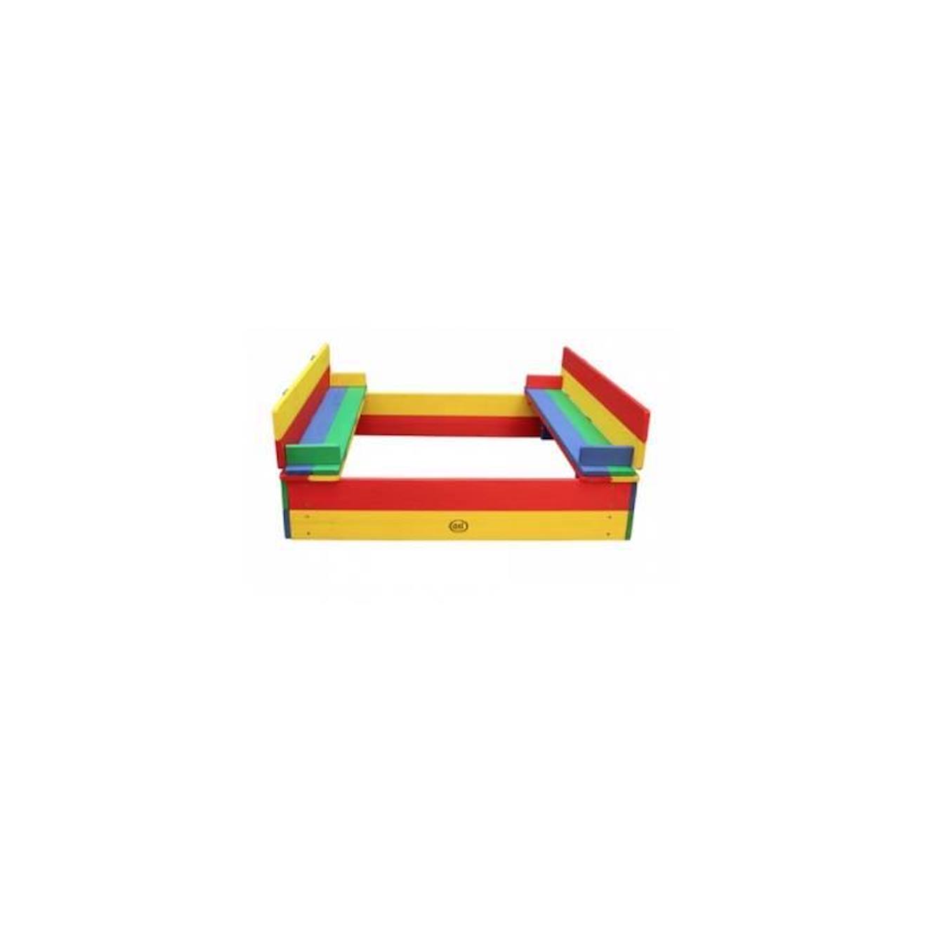 AXI Ella Bac à Sable Enfant multicouleur | Bac à Sable pour Enfants en Bois FSC avec Couvercle & Banc | 100 x 95 cm jaune