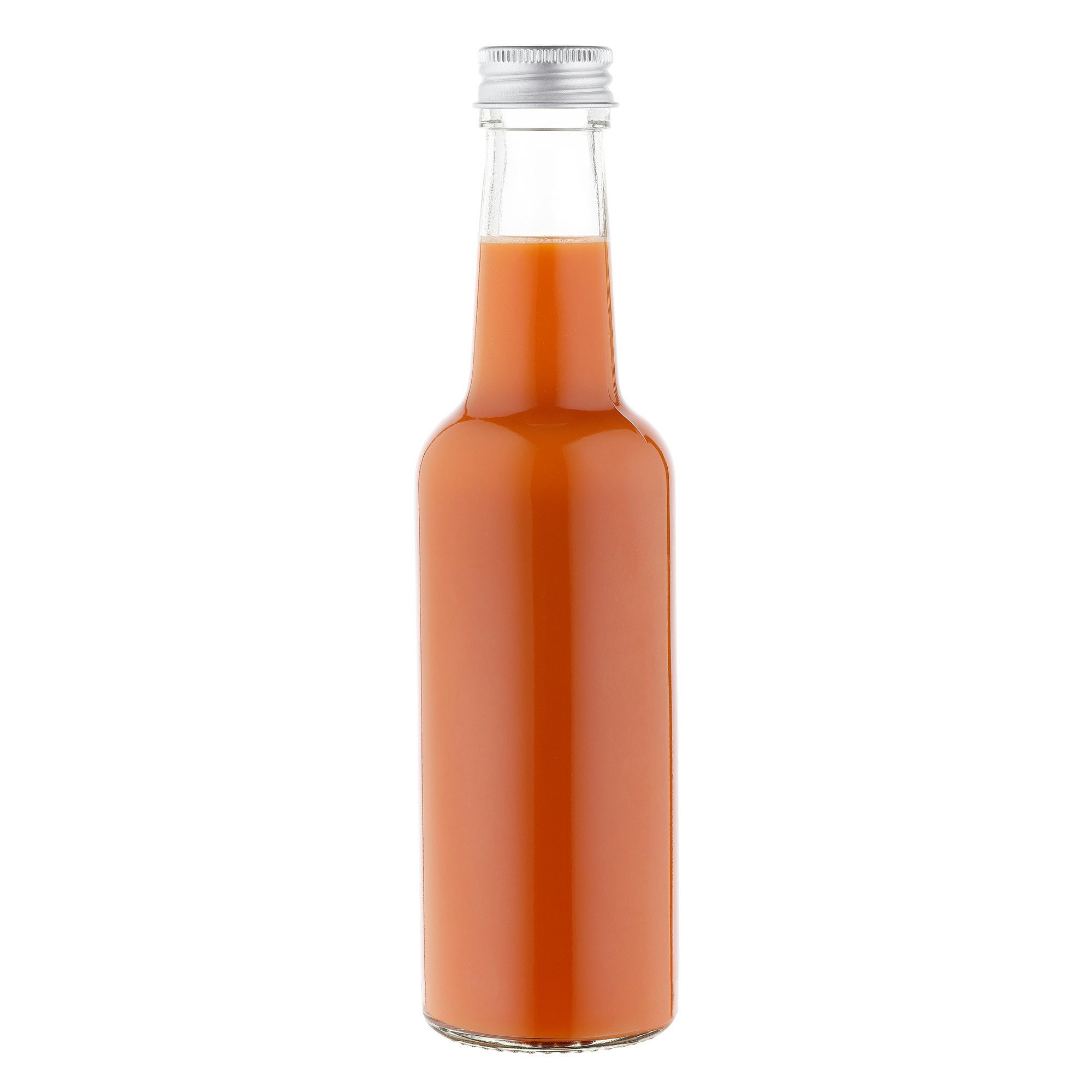 MamboCat Vorratsglas 12er Set Geradhalsflasche 250ml + Schraubverschluss Deckel Silber, Glas
