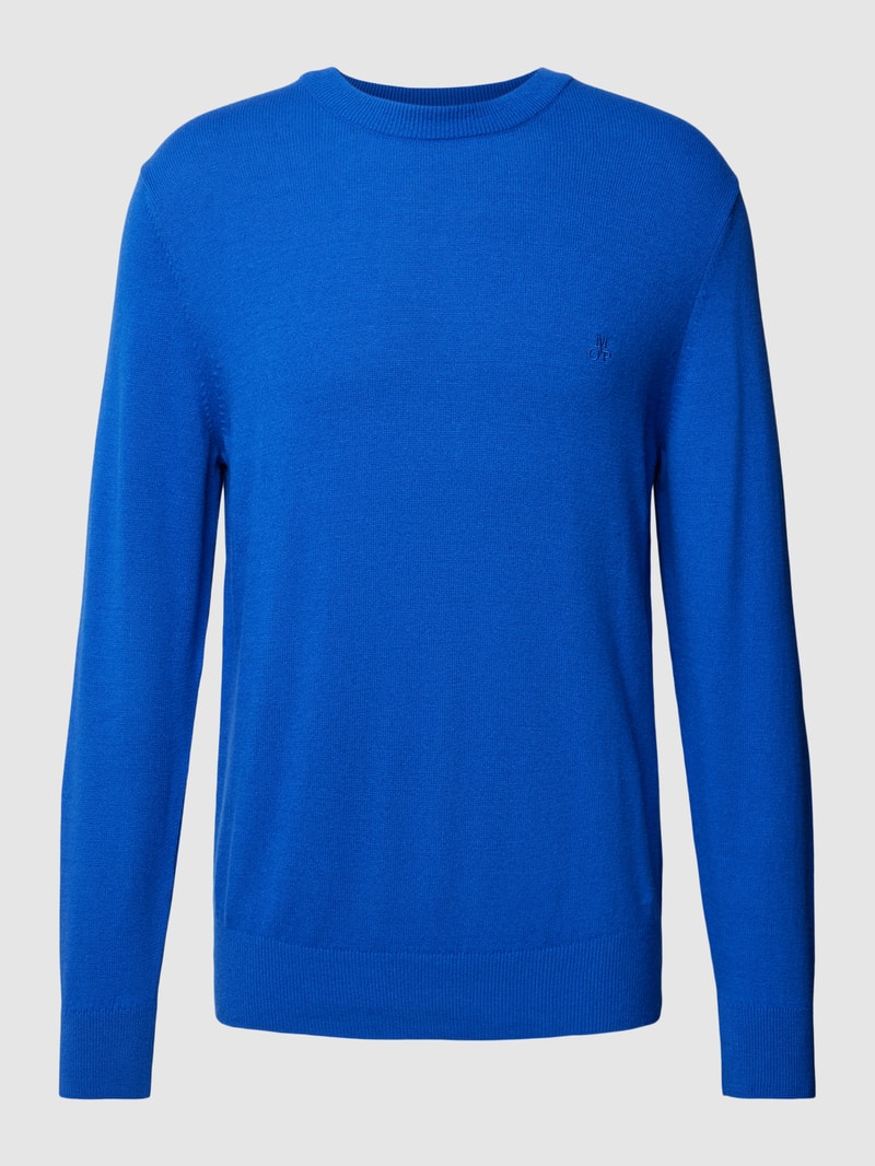 Strickpullover mit gerippten Abschlüssen in royalblau