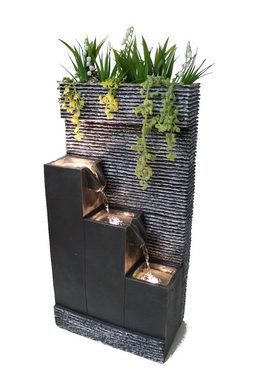 Arnusa Zimmerbrunnen BK845 Springbrunnen mit Beleuchtung Gartenbrunnen Kaskade, mit Dekorationsbecken, für Innen und Außen