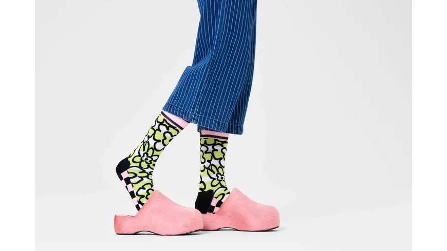 Happy Socks Damen Socken Flow Flower Light Yellow