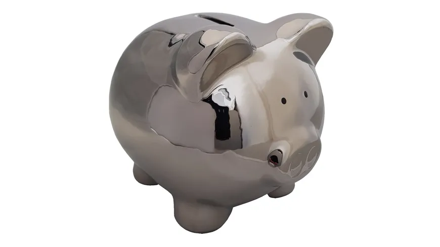 TRENDSHOP Sparschwein silber glänzend