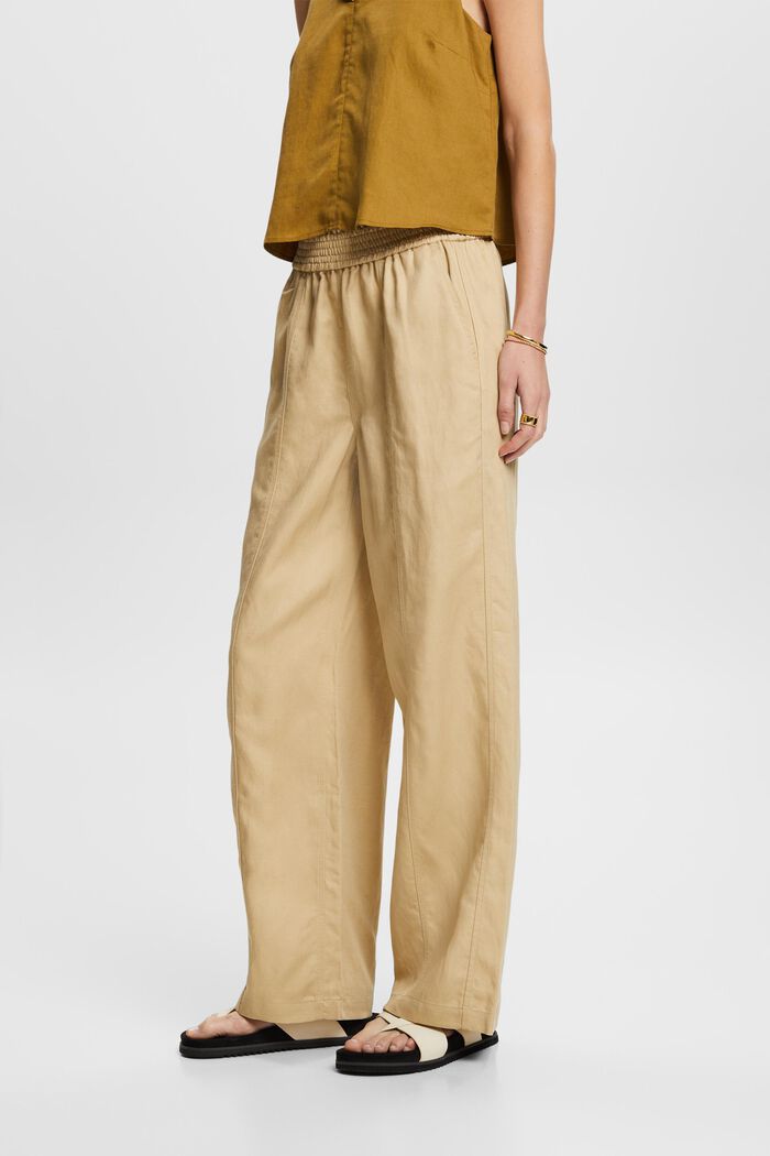 Pull-on-Hose mit weitem Bein, Leinenmix