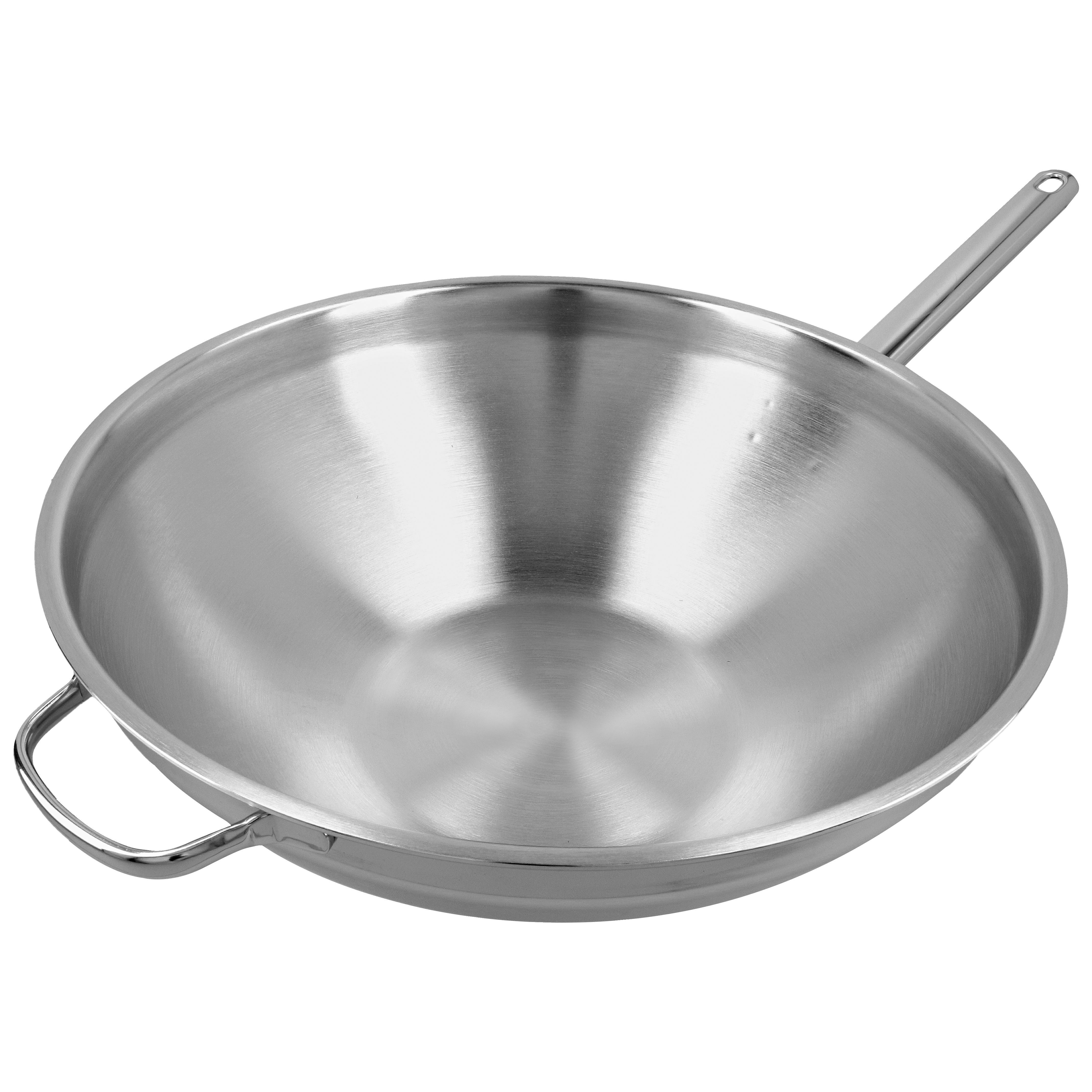 Wok flacher Boden 36 cm, 18/10 Edelstahl
