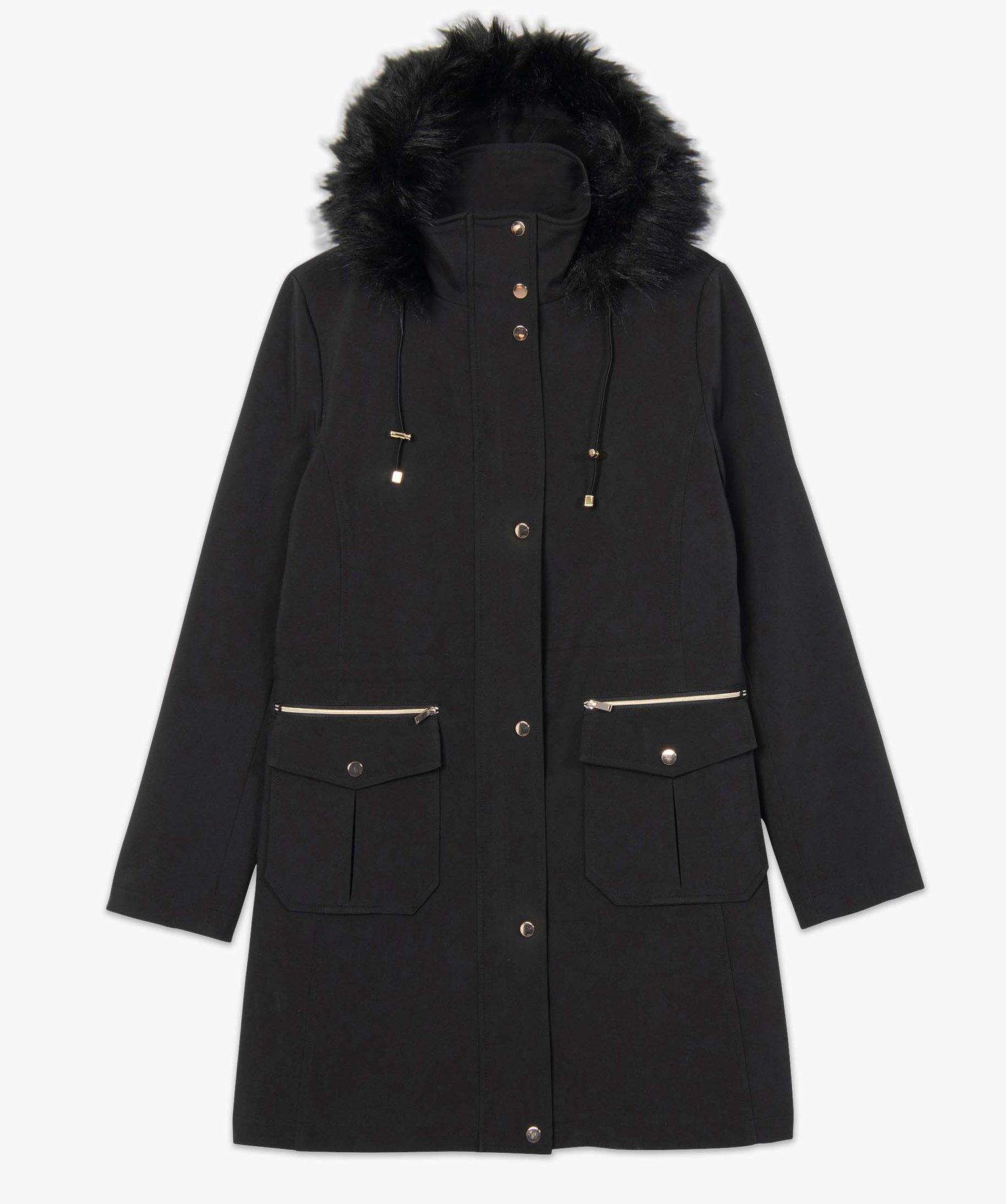 Parka femme avec col montant et capuche noir | GEMO