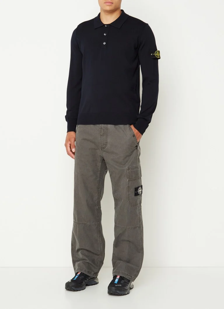 Πόλο Stone Island 502C4 από λεπτό πλεκτό ύφασμα με λογότυπο και παρθένο μαλλί