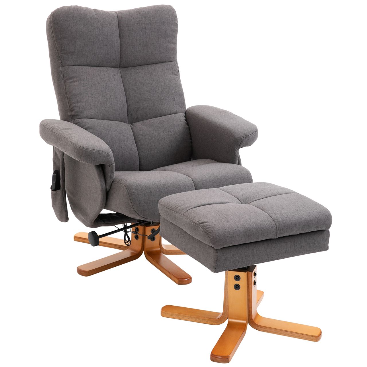 HOMCOM Relaxsessel Massagesessel mit Fußhocker Liegefunktion Dunkelgrau