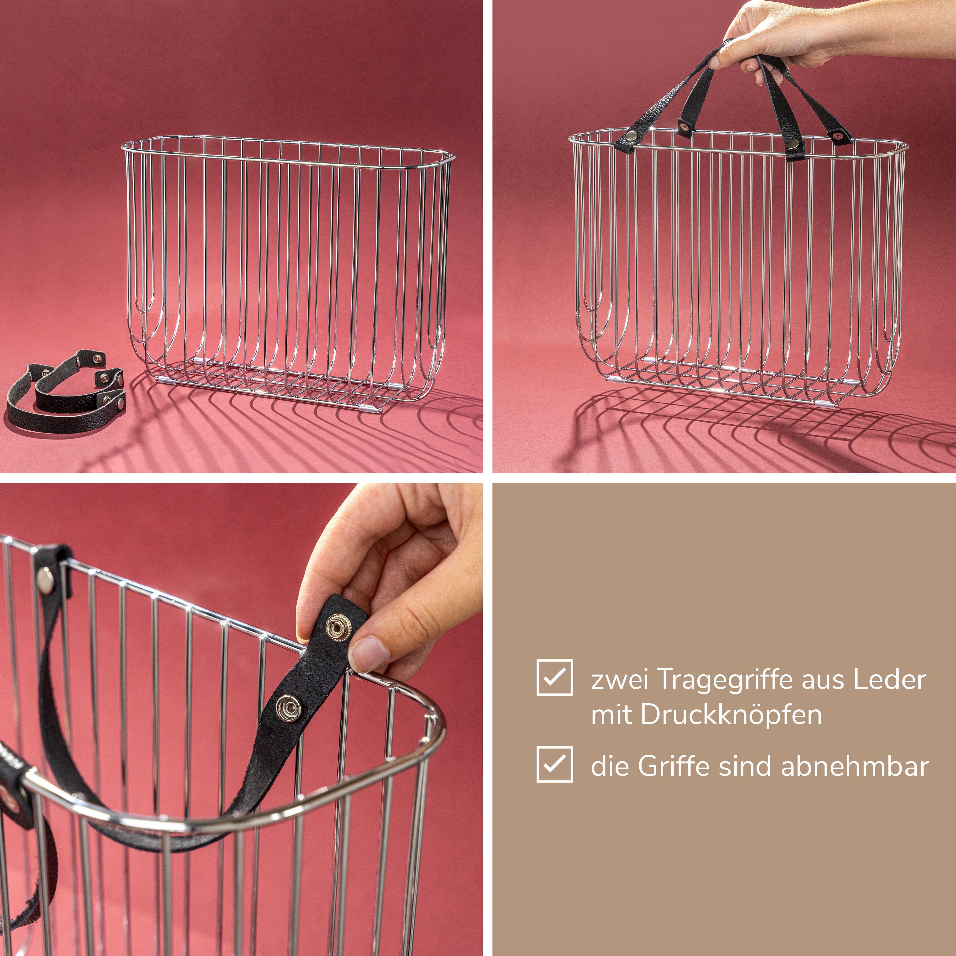 eluno Zeitungsständer aus Metall mit Tragegriffen, ca. 36 x 26,5 x 15,5 (B/H/T)