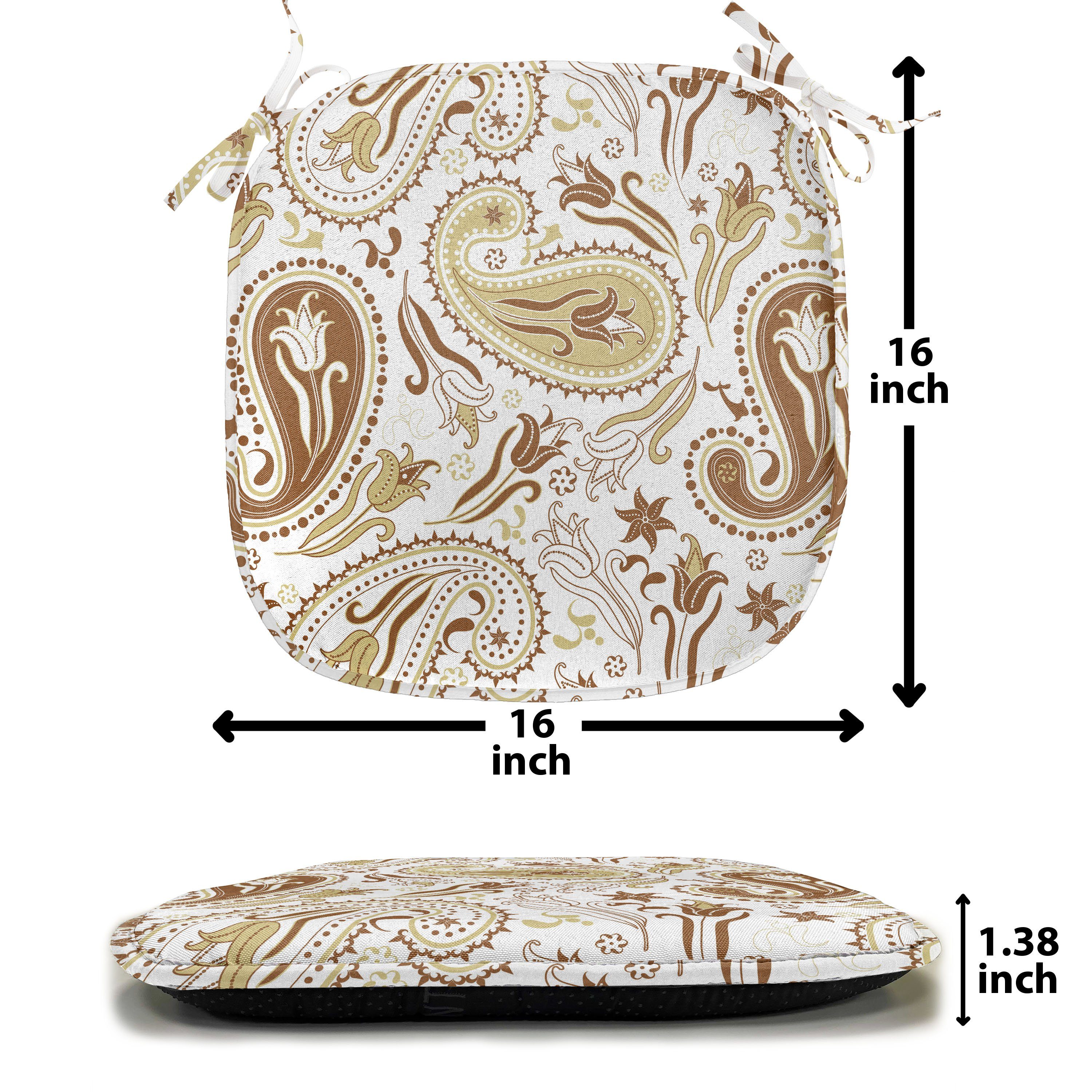 Abakuhaus Stuhlkissen Dekoratives wasserfestes Kissen mit Riemen für Küchensitze, persisch Floral Paisley Tulpen