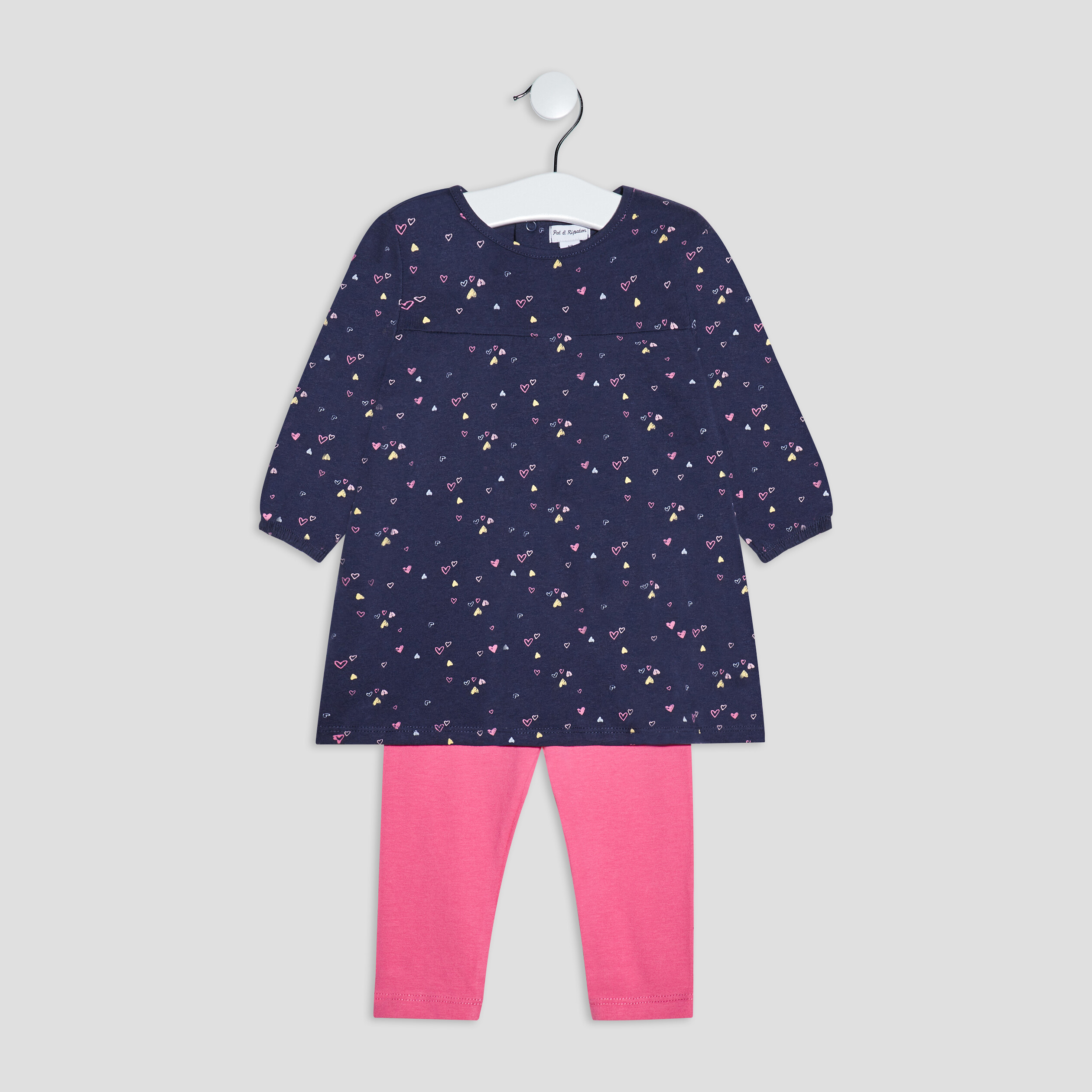 Ensemble 2 pièces robe et legging bleu marine bébé fille | La Halle