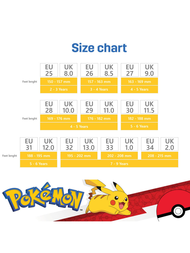 Pokémon Hausschuhe mit Pokémon Pikachu Motiv, in Blau, mit Klettverschluss günstig kaufen