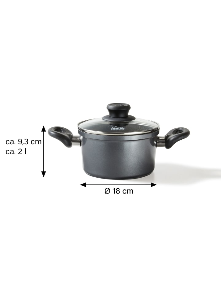 Stoneline Kochtopf | mit Deckel in Anthrazit | 18cm günstig kaufen Ø 18 cm