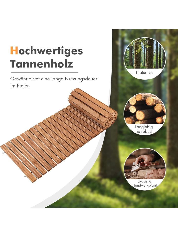 COSTWAY Ausrollbarer Garten-Holzweg 245cm in Braun günstig kaufen onesize