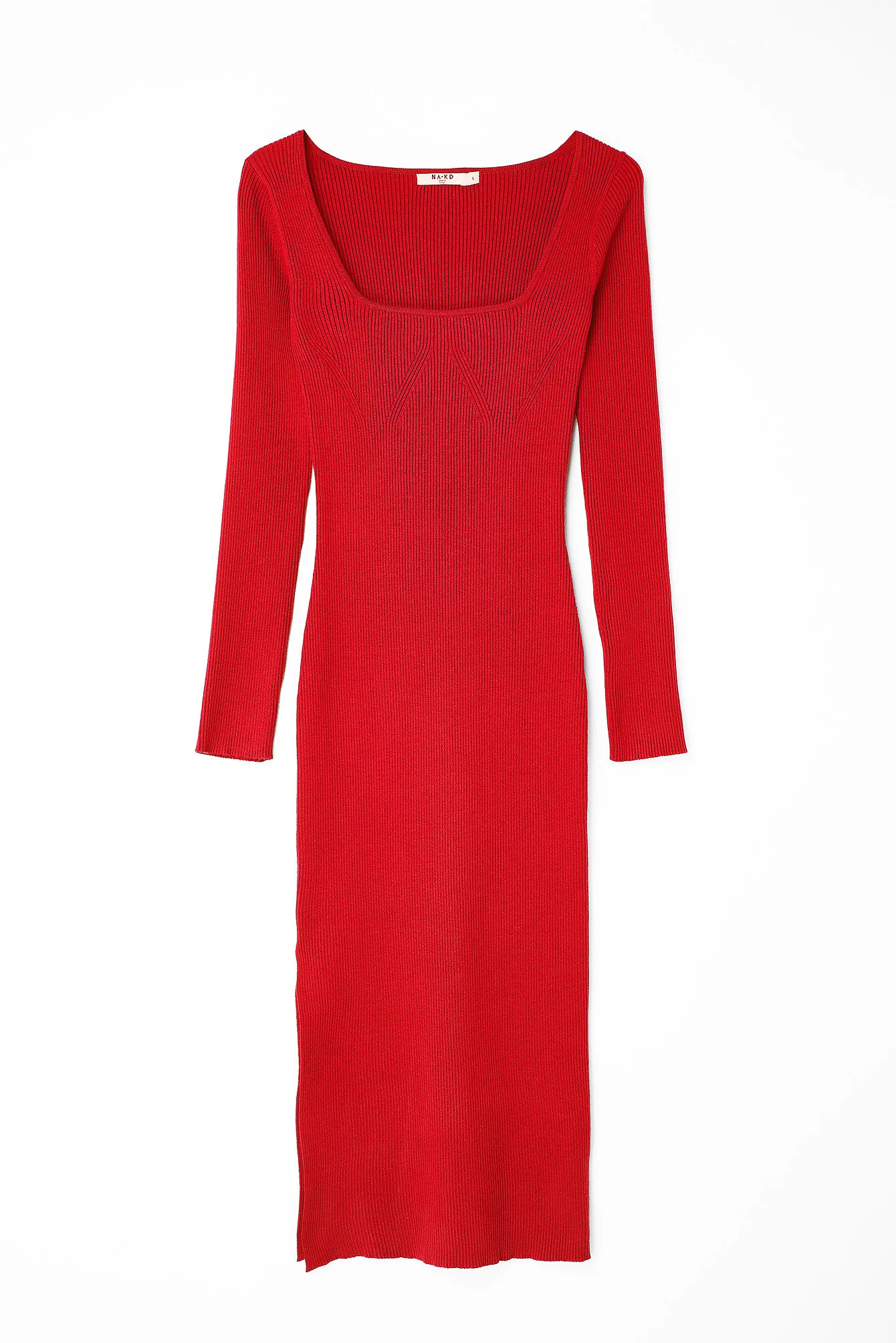 Midikleid Kleid mit Schlitz und U-Ausschnitt