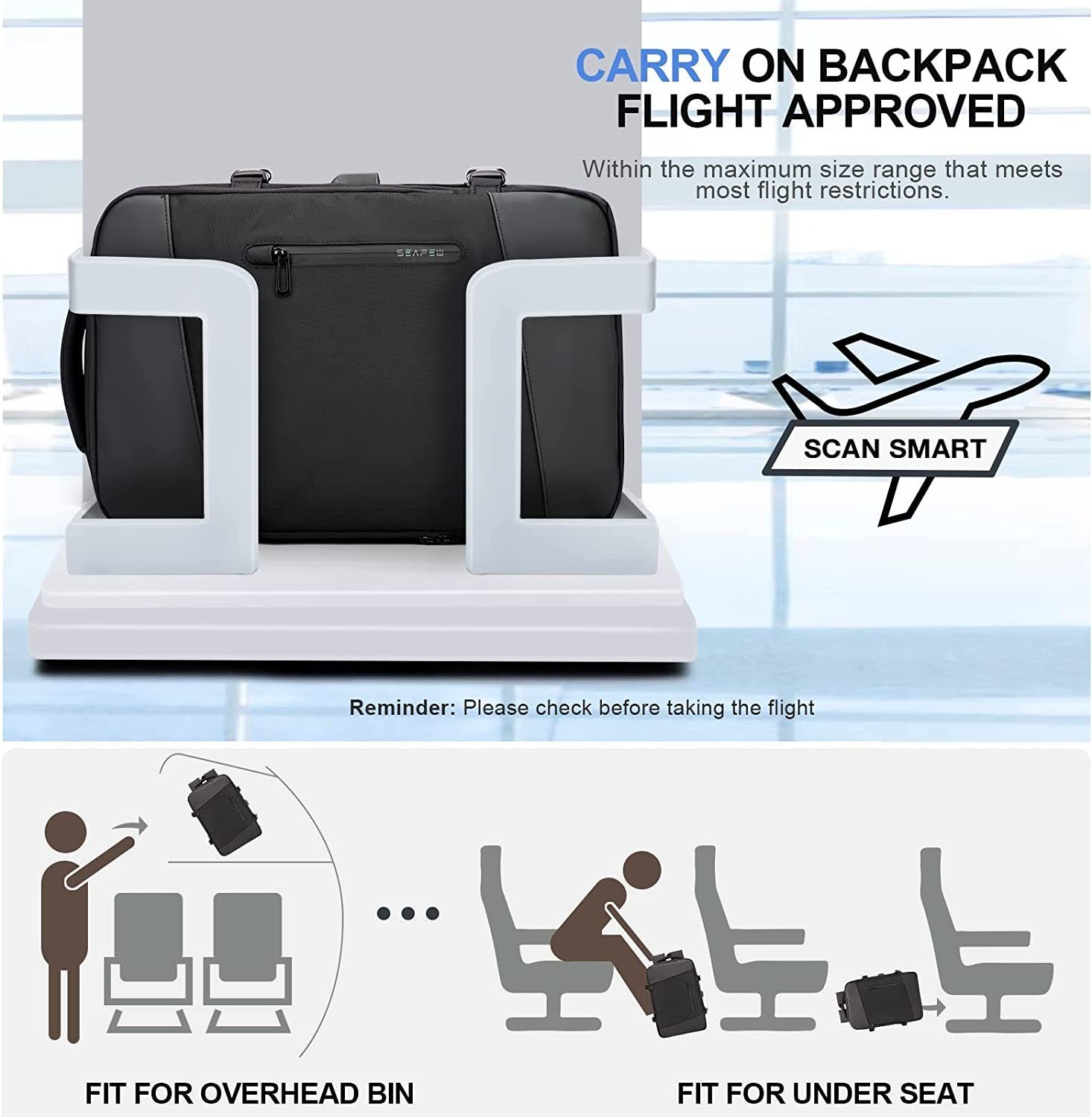 Directin Reiserucksack Reiserucksack, Lässiger Tagesrucksack Schultasche, Laptop Rucksack (26-40L, Für Laptop bis 15,6,16,17 Zoll, mit USB-Lade-Anschluss), mit 2 Laptopfach (passend für ein 15,6
