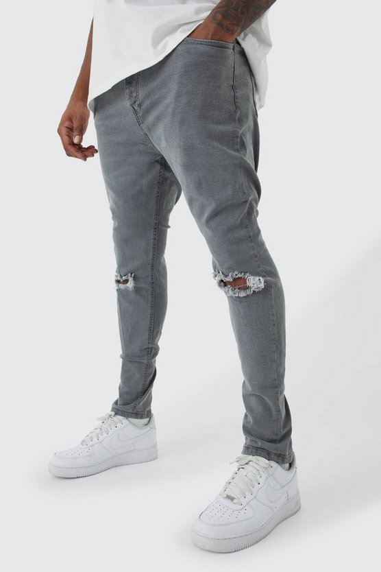 Plus Super Skinny Stretch Jeans mit Riss am Knie
