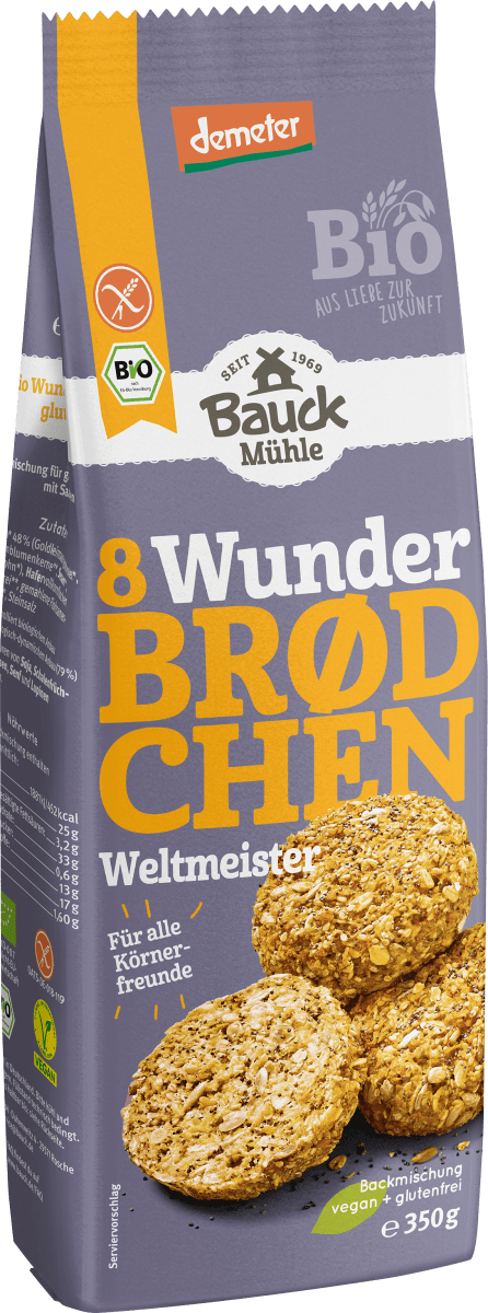 Backmischung 8 Wunderbrötchen, Weltmeister, glutenfrei, 350 g