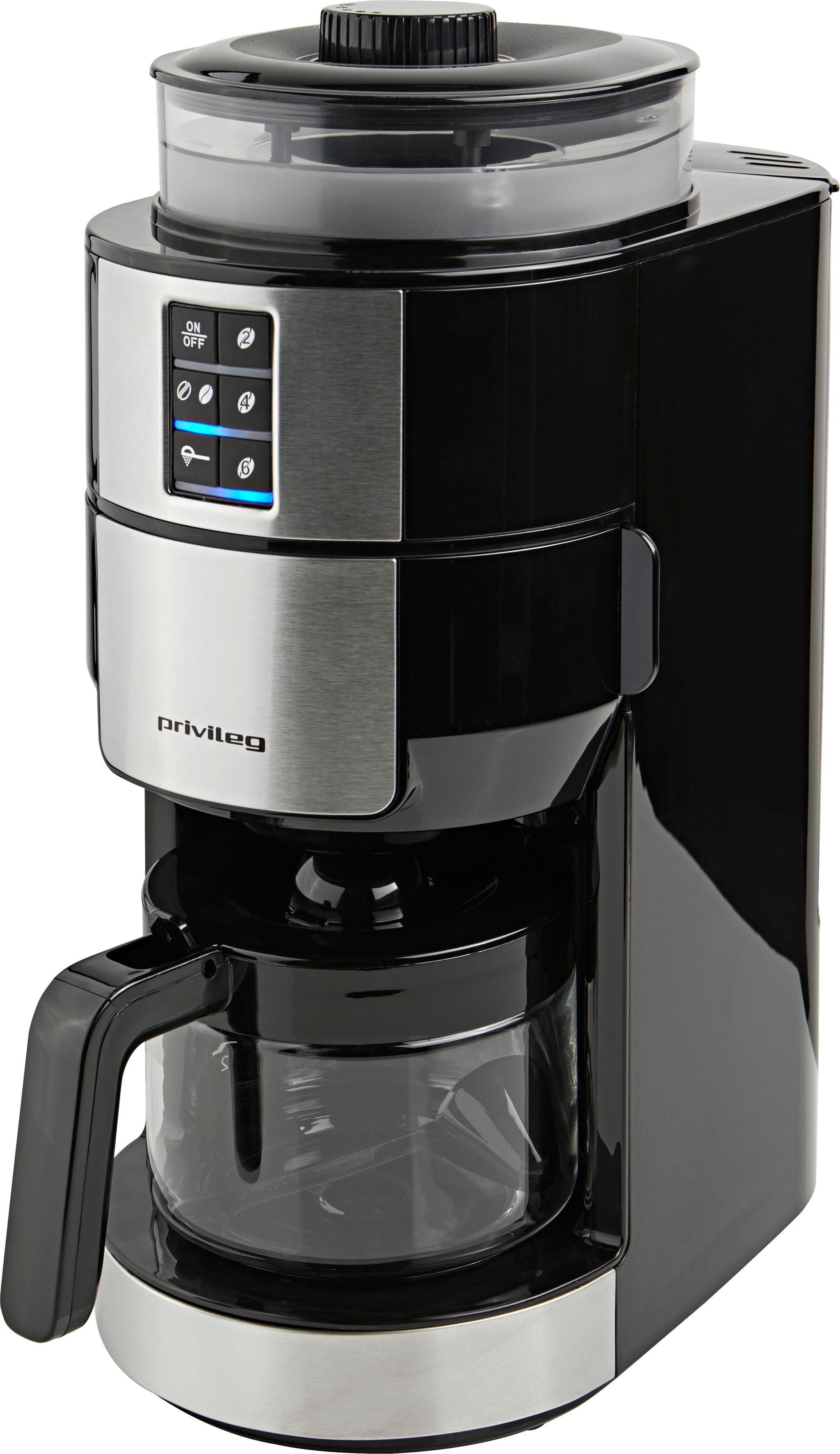 Privileg Kaffeemaschine mit Mahlwerk für 6 Tassen, Papierfilter