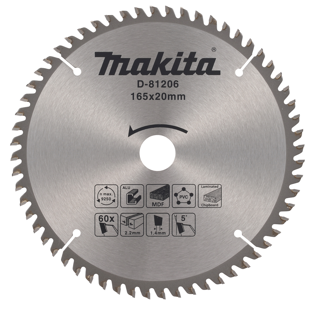 Makita Tilbehør D-81206 Cirkelzaagblad multi 165x20x2,2 60T 5g