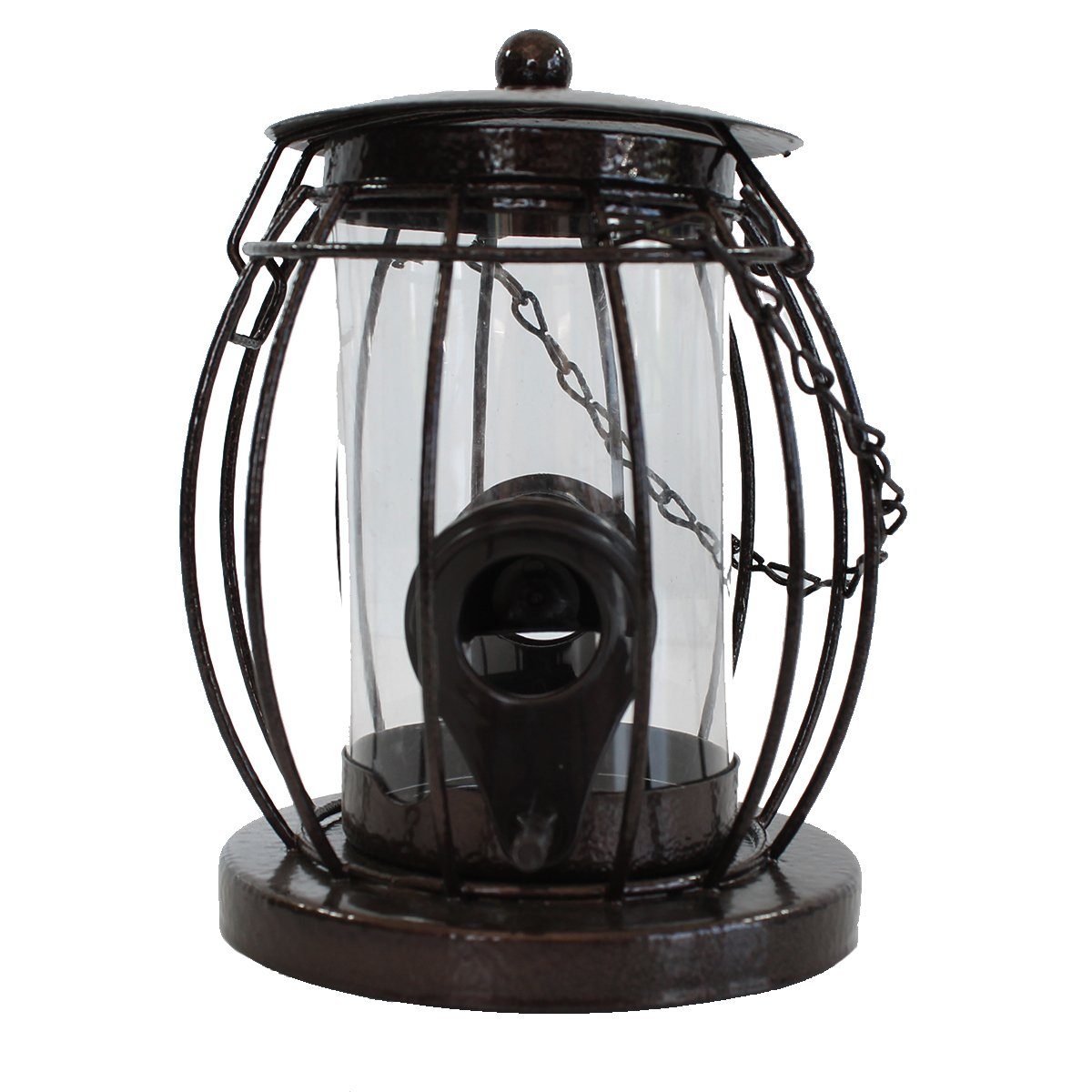 colourliving Futterspender Robuste Metall-Vogelfutterstation zum hängen Futtersäule für Vögel, Hammerschlag optik, 2 Anflug-Futterstangen, Futter ist überdacht