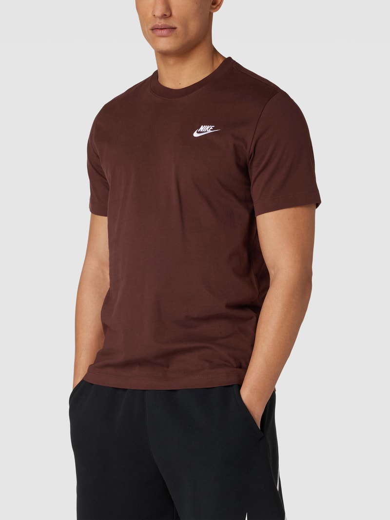T-Shirt mit Logo-Stitching Modell 'CLUB' in haselnuss braun