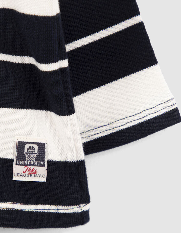 Polo marine bio rayures écrues brodé dos bébé garçon