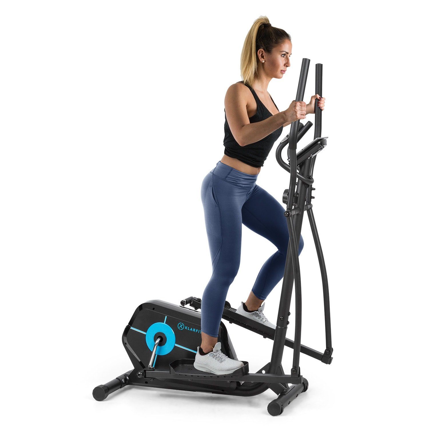 KLARFIT Heimtrainer Tauon (Tablet-Halterung ;pullsmesser;Trainingscomputer mit LCD-Display)