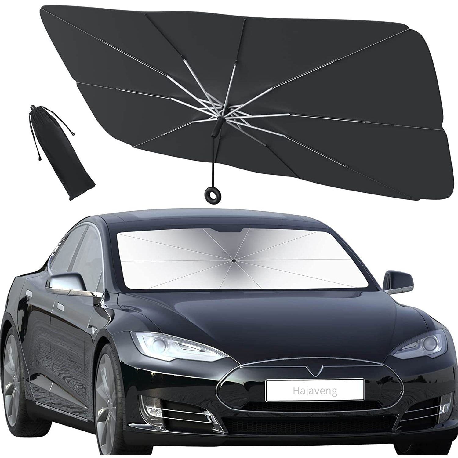 Haiaveng Frontscheibenabdeckung Auto Frontscheiben Sonnenschutz, für meisten Auto & SUV, UV-Schutz Auto Sonnenschirm, Wärmeisolierung, Einfache Lagerung
