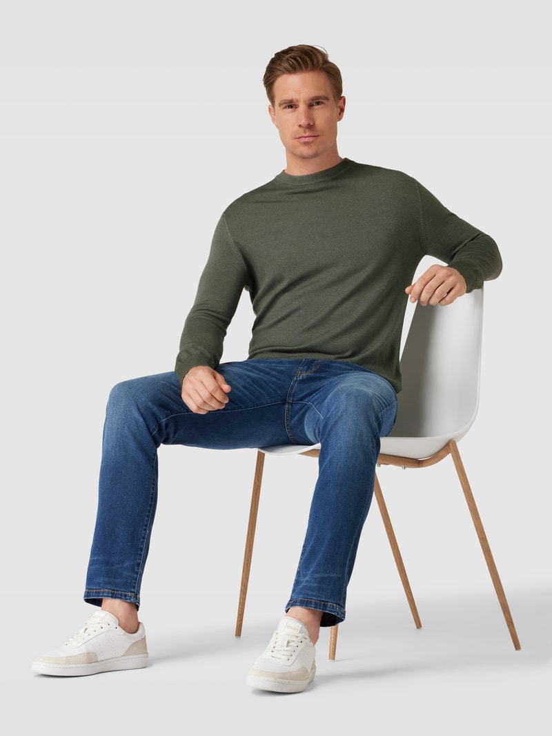 Sweatshirt aus Lanawolle mit Label-Patch in dunkelgrün