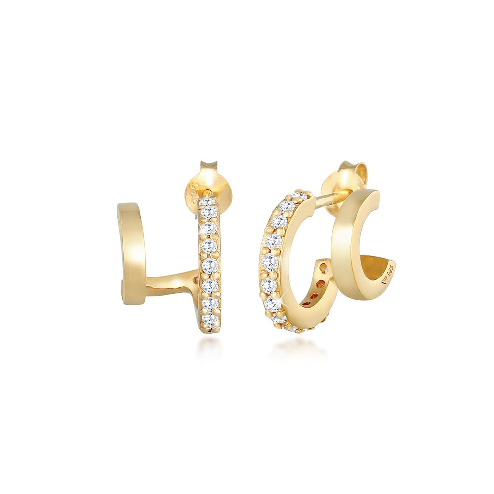 Elli Elli Boucles d'Oreilles Clous d'oreilles créoles pour dames double tendance avec  Boucles d'oreilles