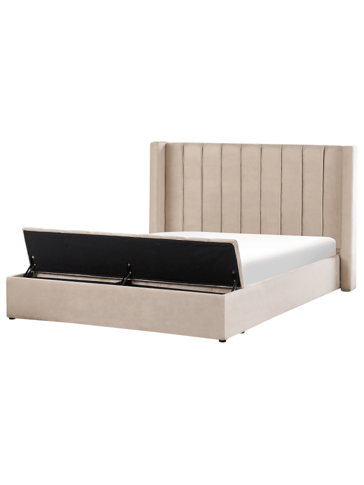 Beliani Doppelbett NOYERS in Beige - (W) 210 x (H) 132 x (L) 247 cm günstig kaufen onesize