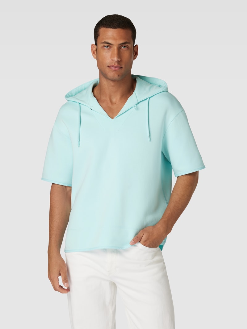 Hoodie mit Halbarm in aqua blau