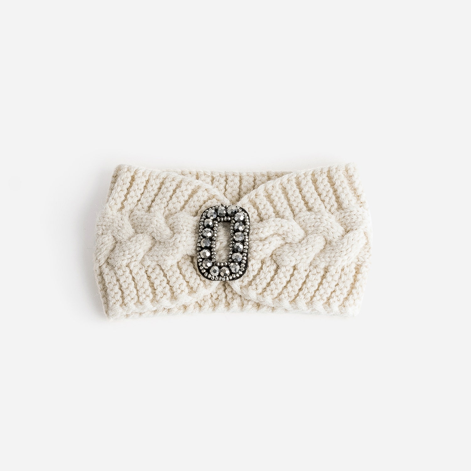 Headband TEXTO écru torsadé avec bijou