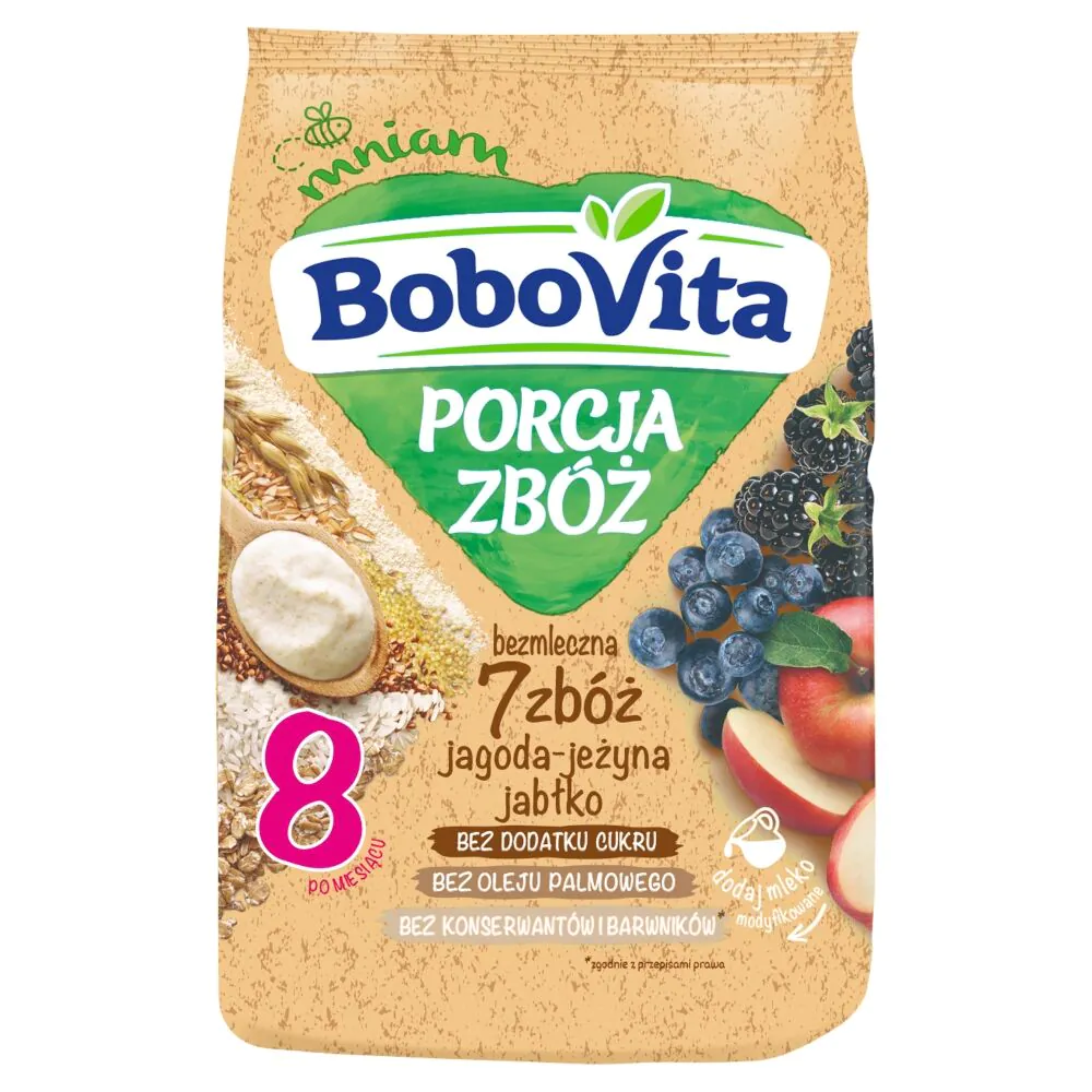Bobovita χυλός δημητριακών χωρίς γαλακτοκομικά προϊόντα 7 δημητριακών, μύρτιλο, βατόμουρο, μήλο