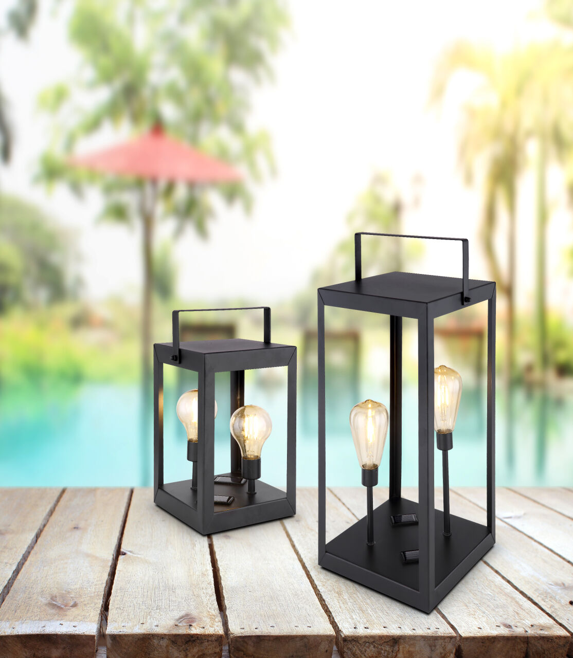 Globo Lighting - DORIS - Solarleuchte Metall schwarz, 2x LED