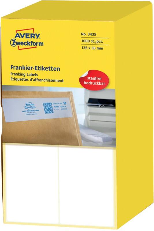 AVERY Zweckform 3435 Frankieretiketten Weiß 135 x 38 mm 500 Blatt à 2 Etiketten