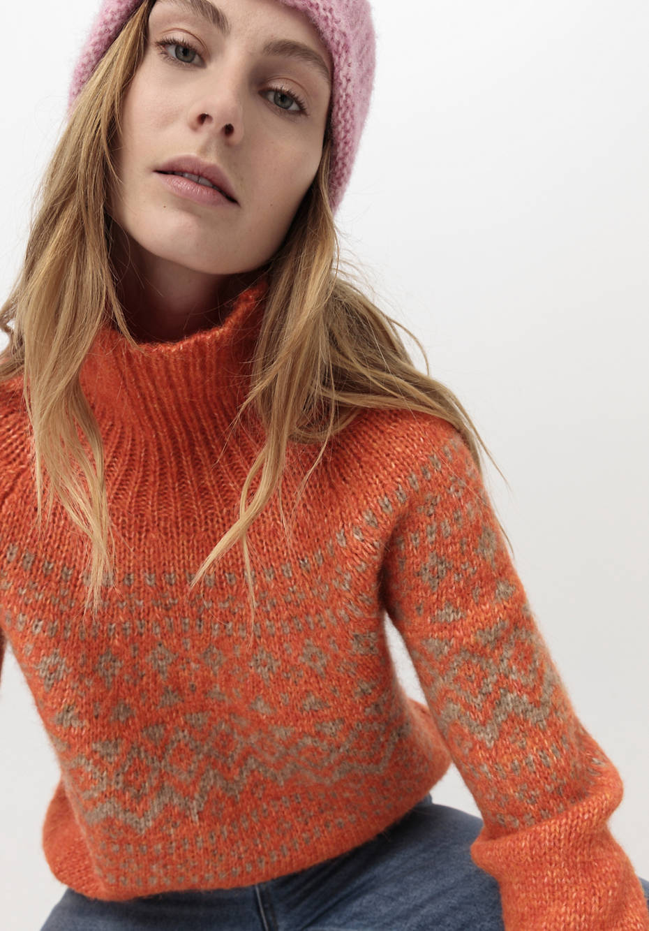 Jacquard-Pullover aus Alpaka mit Baumwolle