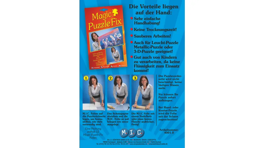 M.I.C. - Magic Puzzle Fix - Selbstklebende, hochtransparente PP-Spezialhaftfolie