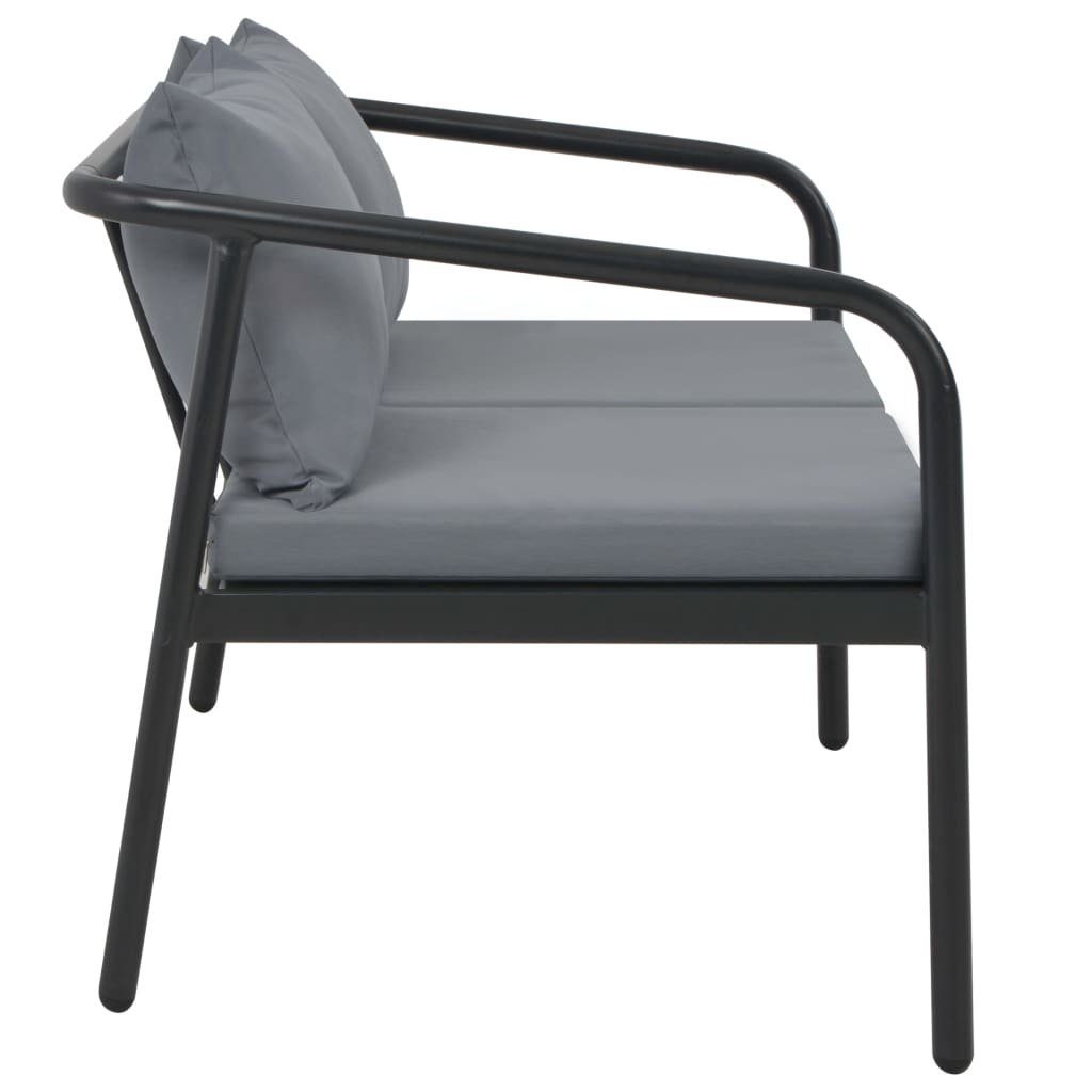 vidaXL Loungesofa 2-Sitzer-Gartenbank mit Auflagen Grau Aluminium